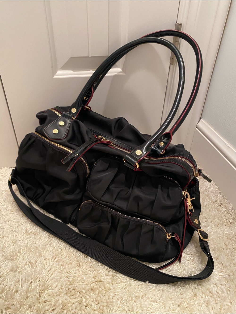 MZ Wallace Frankie Travel Black Nylon Satchel